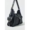Bolso hobo de piel sintética con pespunte azul kimchi