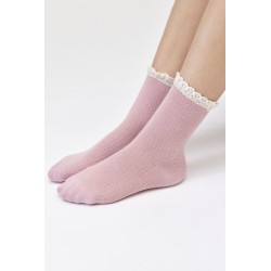 Calcetín de punto con ribete de encaje