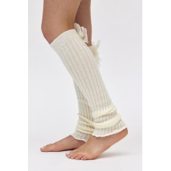 Calientapiernas de punto acanalado con lazo